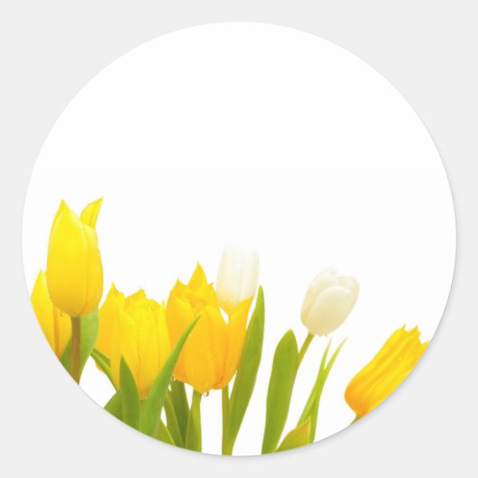 Gele tulpen ronde sticker (Voorkant)
