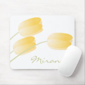 Gele Tulpen Spring Floral met aangepast monogram Muismat (Met muis)