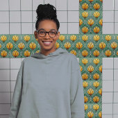 Gele Tulpen Symmetrisch Patroon Kunst Nieuwe Tegeltje