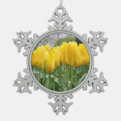 Gele tulpen tin sneeuwvlok ornament (Voorkant)