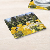 Gele Tulpen uit Arboretum Volcji Potok Slovenië Kartonnen Onderzetters (Schuin)