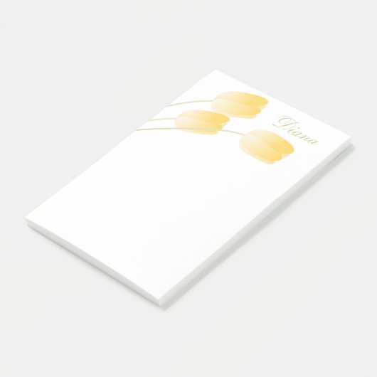 Gele tulpen van de Lente met Douane Naam Post-it® Notes (Schuin)