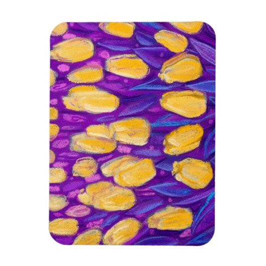 Gele Tulpen Veerbloemen Veldvloeren Vloeiend verve Magneet (Verticaal)