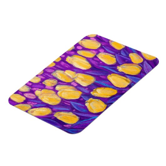 Gele Tulpen Veerbloemen Veldvloeren Vloeiend verve Magneet (Linkerzijde)