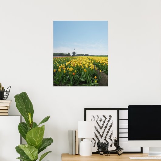 Gele Tulpen Vloerveld Holland Poster (Thuiskantoor)