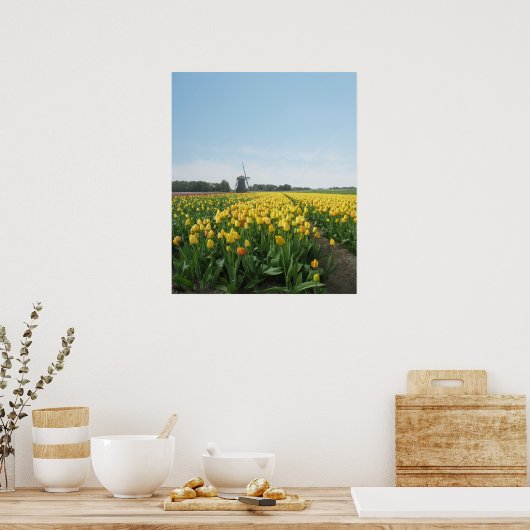 Gele Tulpen Vloerveld Holland Poster (Keuken)