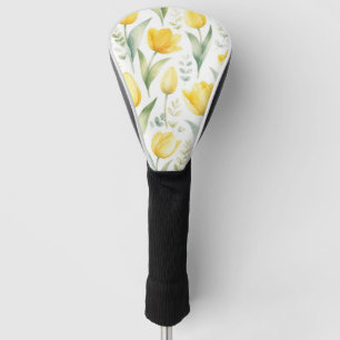Gele tulpen watercolor bloemschilderkunst botanisc golfheadcover
