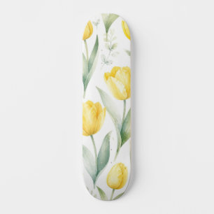 Gele tulpen watercolor bloemschilderkunst botanisc persoonlijk skateboard