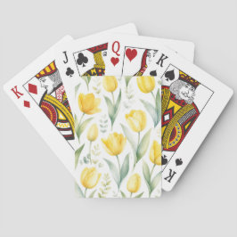 Gele tulpen watercolor bloemschilderkunst botanisc pokerkaarten