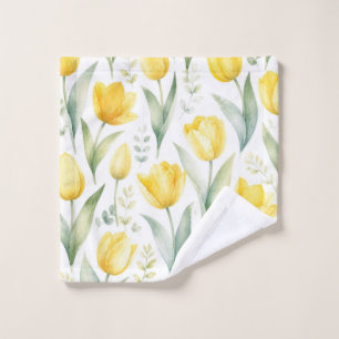 Gele tulpen watercolor bloemschilderkunst botanisc washandje