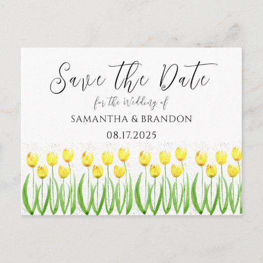 Gele Tulpen Waterverf Bloemen Rustiek Briefkaart (Voorkant)