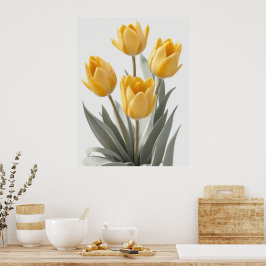 Gele tulpenbloem poster