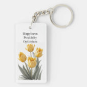 Gele tulpenbloemen sleutelhanger (achterkant)