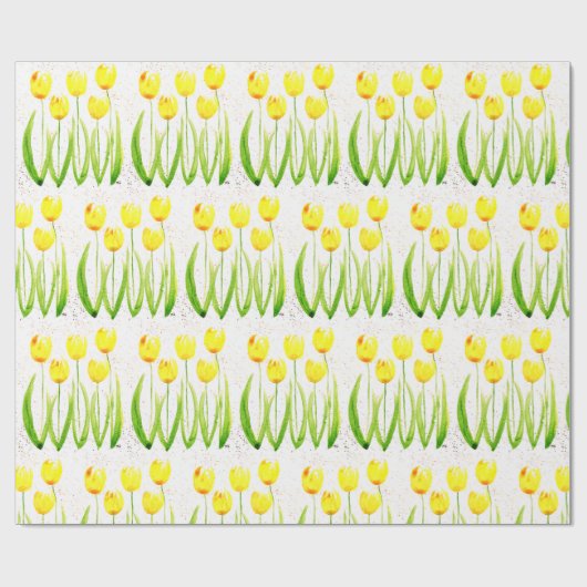 Gele tulpenbloemen waterverf  cadeaupapier (Vlak)