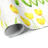 Gele tulpenbloemen waterverf  cadeaupapier (Rol Hoek)