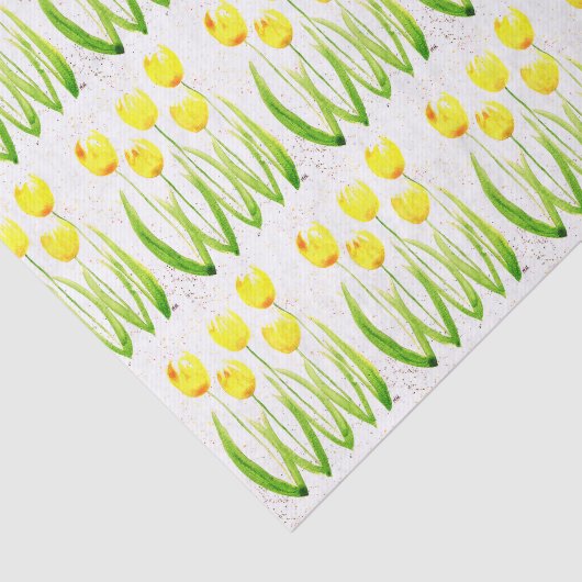 Gele tulpenbloemen waterverf  tissuepapier (Detail)