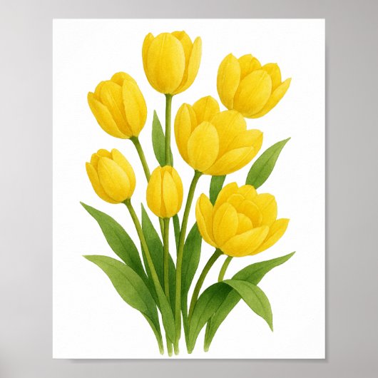 Gele Tulpenschildering Bloemige Muurkunst Poster (Voorkant)
