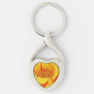 Gele Tulpmetalen hoofdring Sleutelhanger