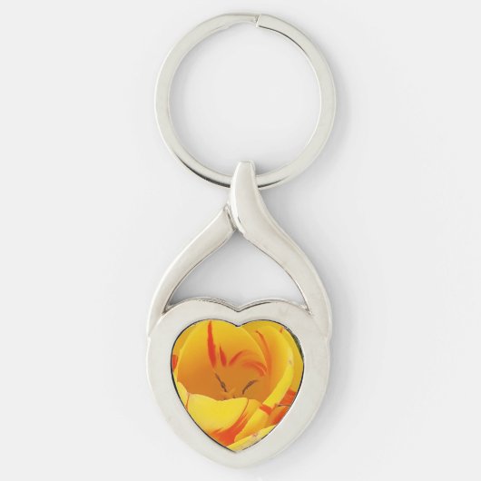 Gele Tulpmetalen hoofdring Sleutelhanger (Voorkant)