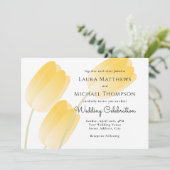 Gele Tulps Spring Floral Wedding Kaart (Staand voorkant)