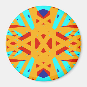 Gele Turquoise Blue Geometric Art Deco Cheerful Magneet