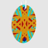 Gele Turquoise Blue Geometric Art Deco Festive Ornament (voorkant)
