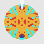 Gele Turquoise Blue Geometric Art Deco Festive Ornament (achterkant)