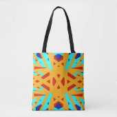 Gele Turquoise Blue Geometric Cross Art Deco Tote Bag (Voorkant)