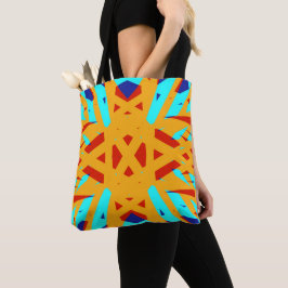 Gele Turquoise Blue Geometric Cross Art Deco Tote Bag