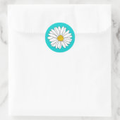 Gele Turquoise en White Daisy Ronde Sticker (Tas)