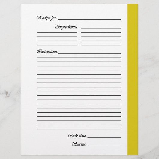 Gele tweezijdige Recipe Pages (Voorkant)