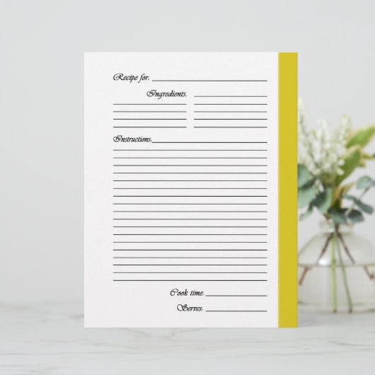 Gele tweezijdige Recipe Pages (Staand voorkant)