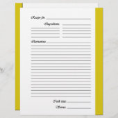 Gele tweezijdige Recipe Pages (Voorkant / Achterkant)