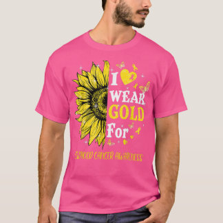 Gele Twinkle Heart Sunflower Childhood Cancer Aw T-shirt