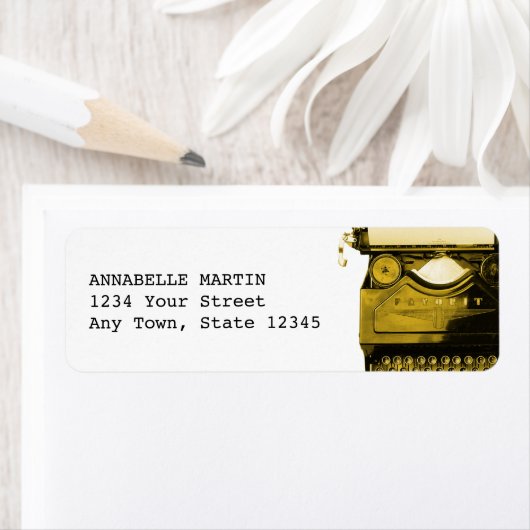  gele typemachine - adreslabel etiket (Insitu)