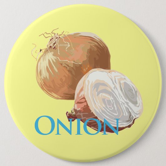 Gele uien ronde button 6,0 cm (Voorkant)