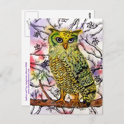 Gele Uil Briefkaart (Voorkant / Achterkant)