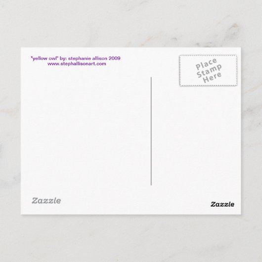 Gele Uil Briefkaart (Achterkant)