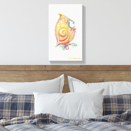 Gele Uil Canvas Muur Opknoping (Insitu (Slaapkamer))