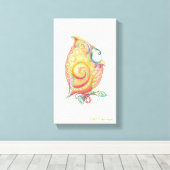 Gele Uil Canvas Muur Opknoping Afdruk (Insitu (Houten vloer))