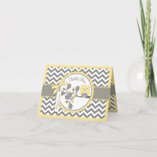 Gele Uil Chevron Print Dank u kaart (Voorkant)