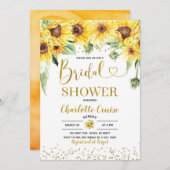 Gele uitnodiging voor de douche op zonnebloembruin (Voorkant / Achterkant)
