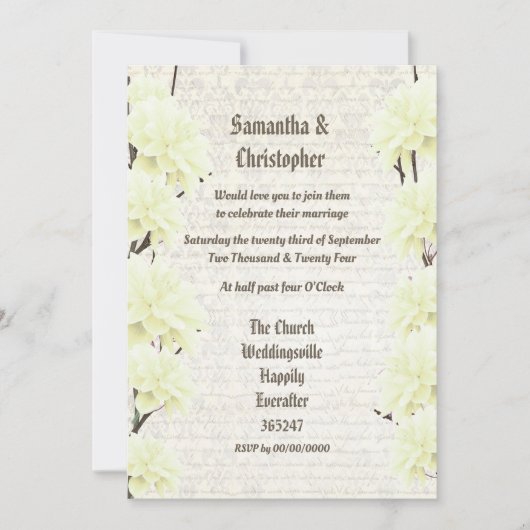 Gele  uitnodiging voor de foto van de bruiloft (Voorkant)