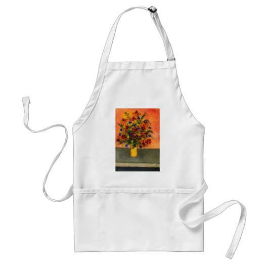 "Gele vaas" Floral Apron Standaard Schort (Voorkant)