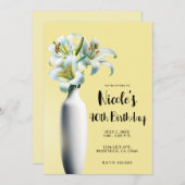 Gele vaas met Easter Lilies bloemstuk verjaardagsf Kaart (Voorkant / Achterkant)