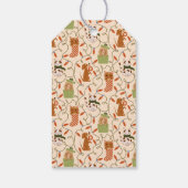 Gele Vakantie Kat Hond Vrolijk Kerstfeest Cadeaulabel (Achterkant)