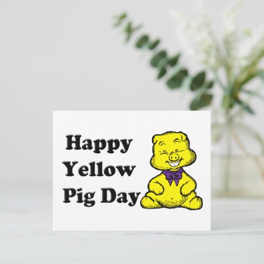 Gele Varkenshag Briefkaart (Staand voorkant)