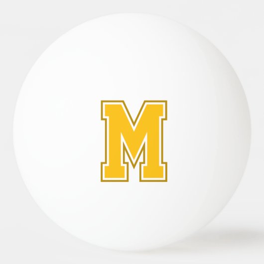 Gele-varsity monogram pingpongbal (Voorkant)