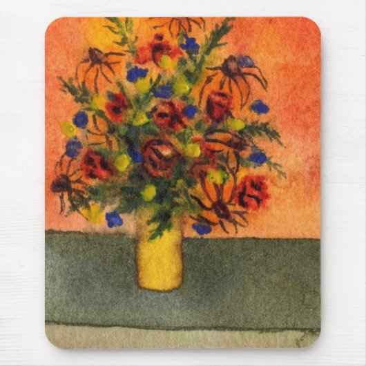 "Gele Vase" Floral Mousepad Muismat (Voorkant)