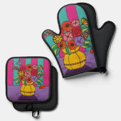 Gele Vase Ovenwant & Pannenlap Set (Voorkant / Achterkant)